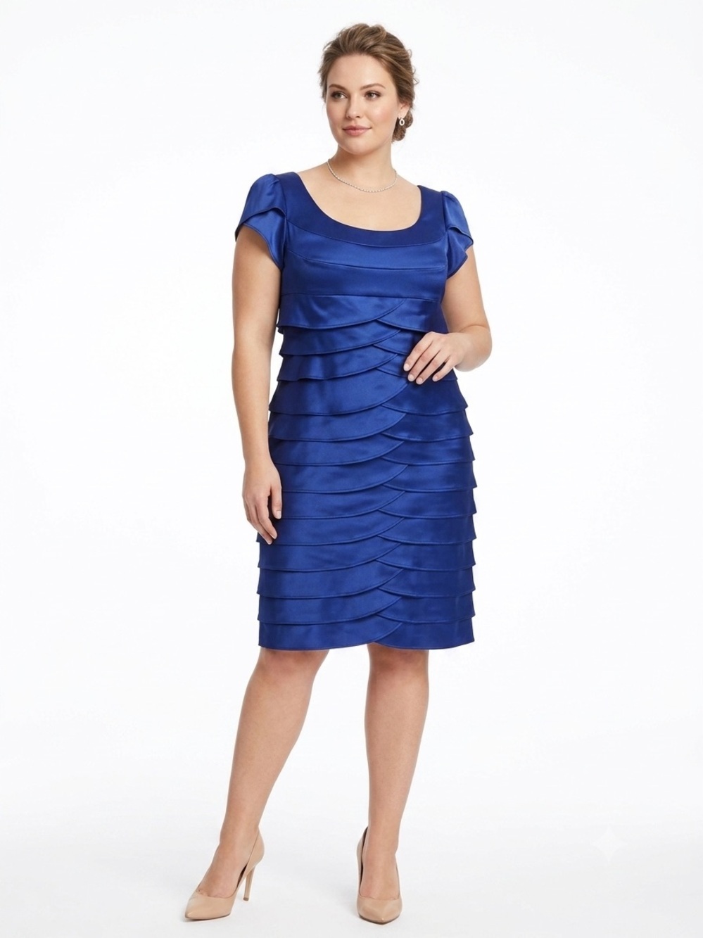 Cachet Royal Blue Tiered Ruffle Cocktail Dress Size 16 Formal Wedding Guest